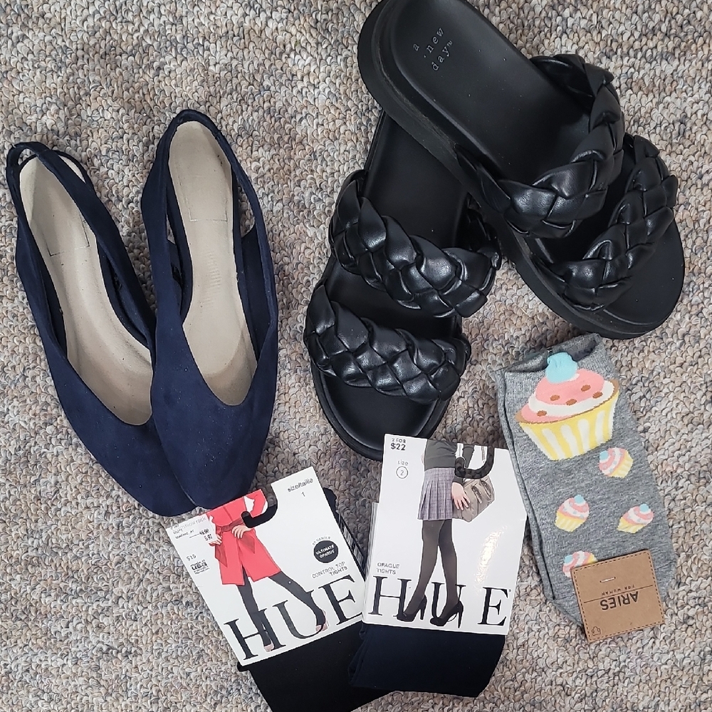Gap A New Day Hue Tights Shoe Sandal and Fun Socks Bundle
